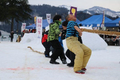 雪上綱引き大会の様子