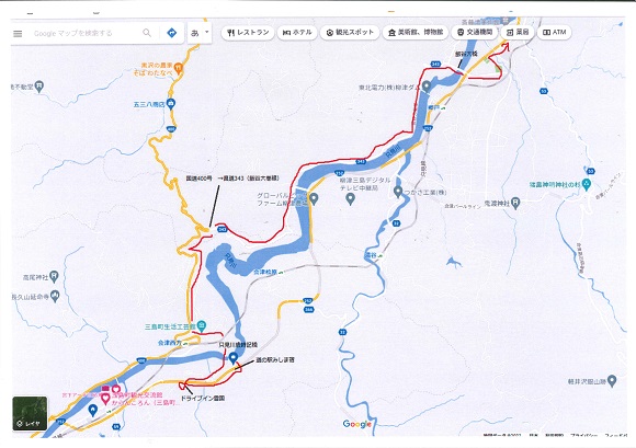 三島から柳津へのコースの画像