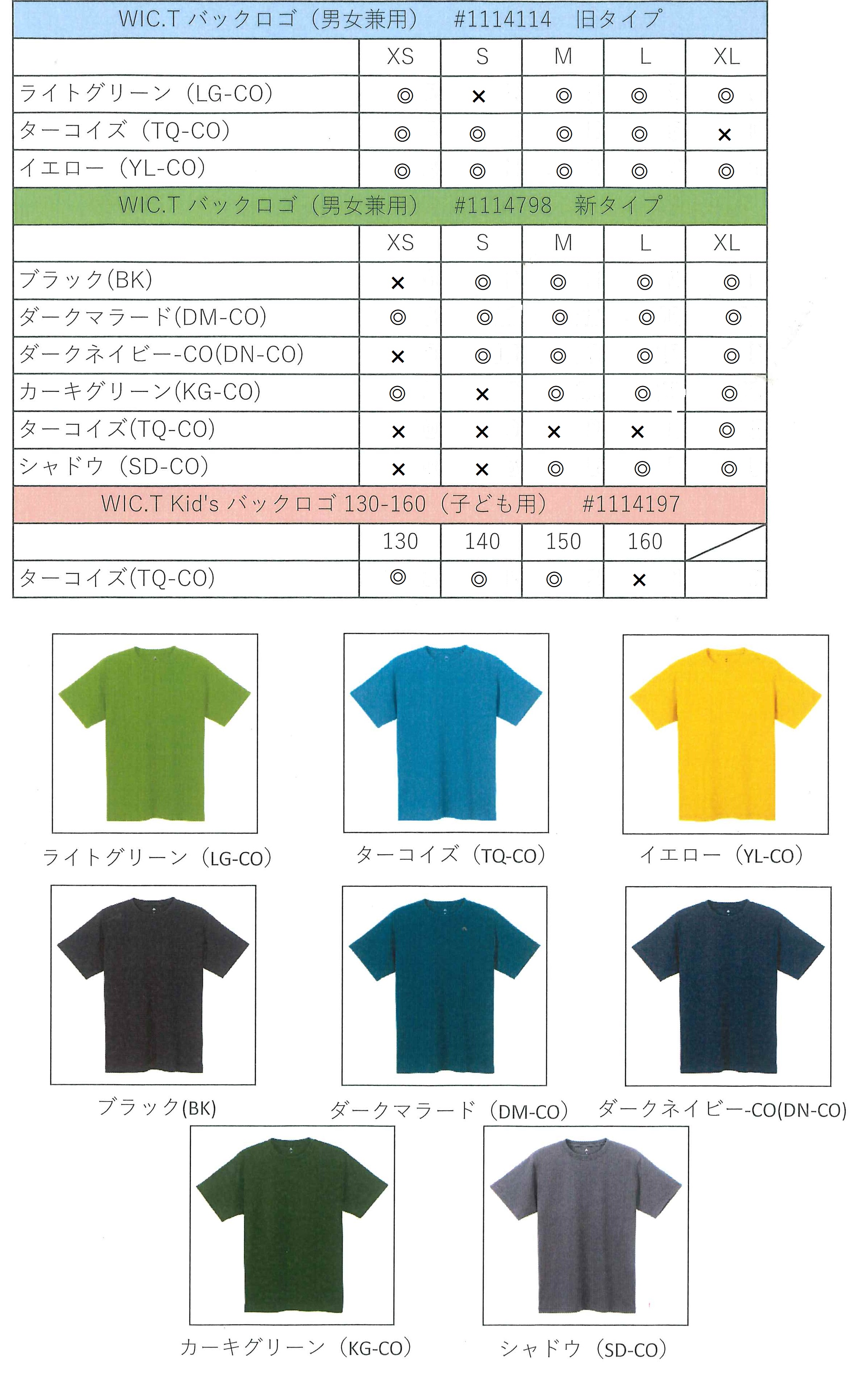 モンベルTシャツサイズ表の画像