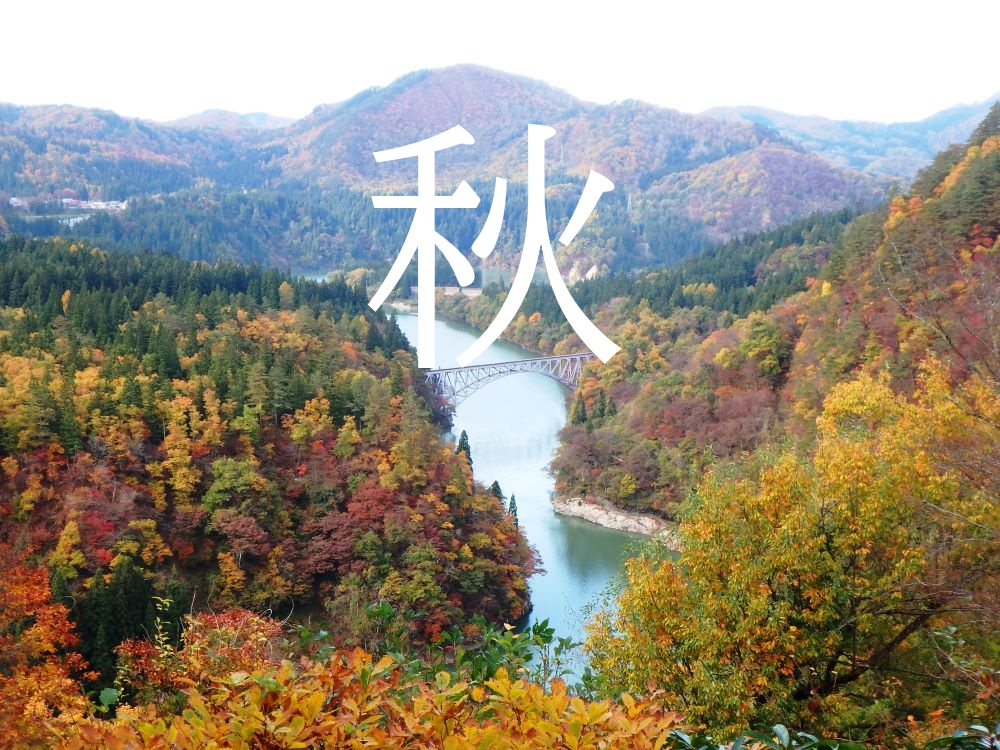 第一只見川橋梁秋の画像