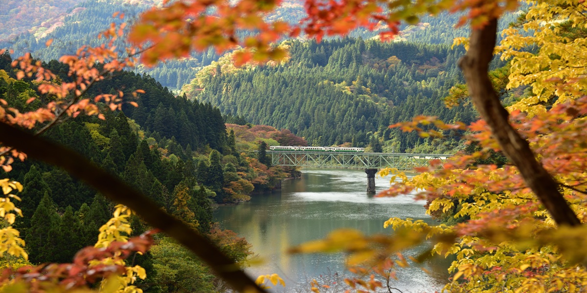 第二只見川橋梁秋の画像