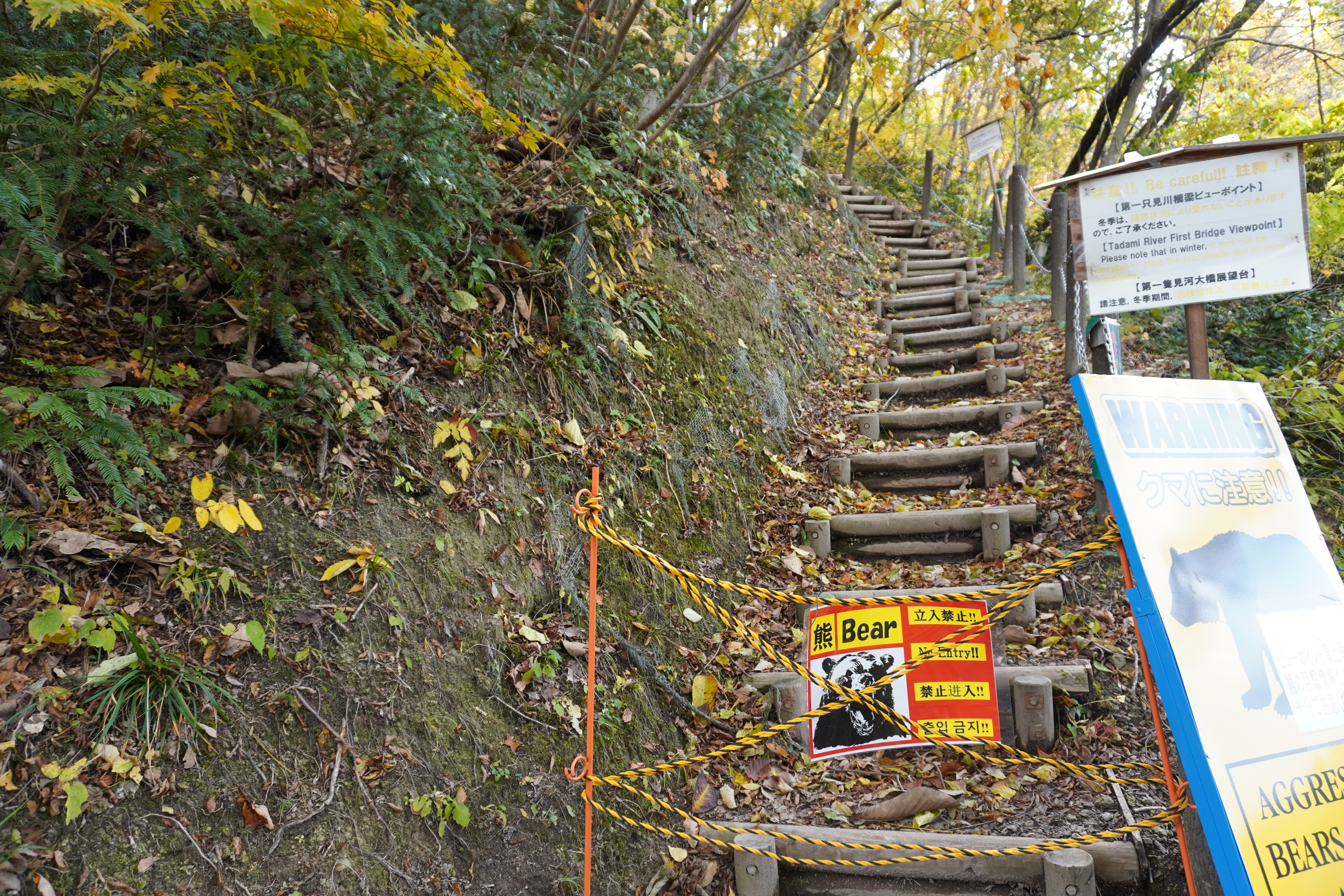 C地点から上は立ち入り制限の看板の画像